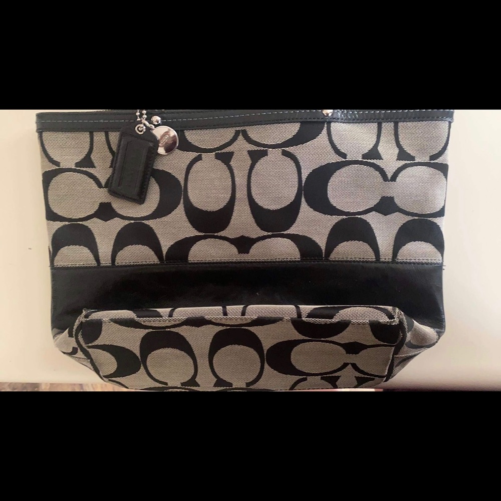 Coach black/grey original logo shoulder handbag
